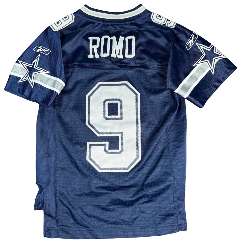 Reebok Tony Romo Football Jersey Kids Small +2 Blue Dallas Cowboys NFL Stitched
